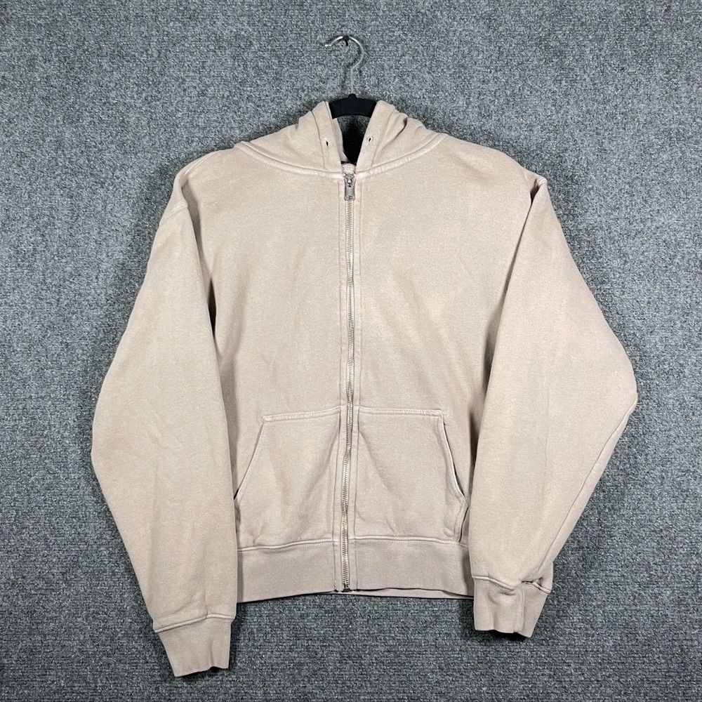 Brandy Melville Heavyweight Full Zip Up Hoodie Tan One Size Oversized Fit
